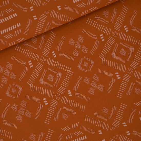 French Terry - Pattern Stripes - Herfstbruin
