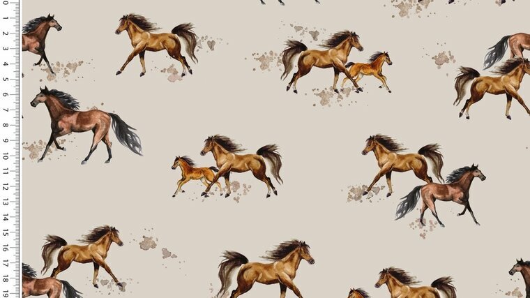 Poplin - Horses - Taupe