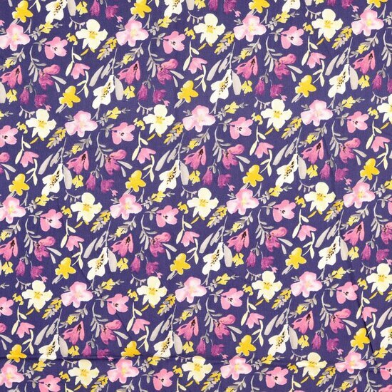 Viscose - Flowers - Paars
