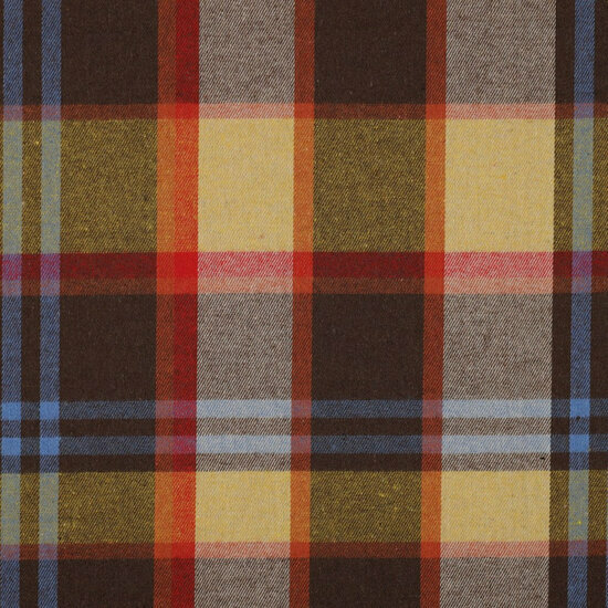 Flanel - Checks Yarn Dyed - Bruin-Oranje-Oker-Blauw