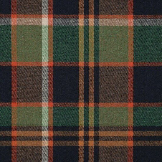 Flanel - Checks Yarn Dyed - Navy-Oranje-Groen