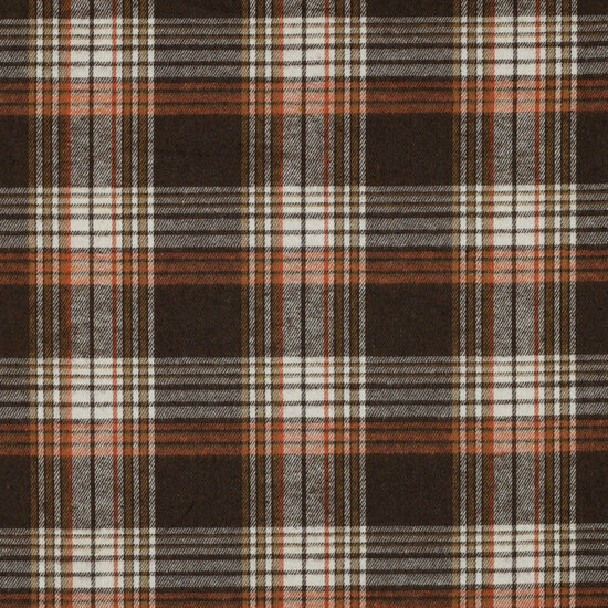 Flanel - Checks Yarn Dyed - Bruin-Ecru-Oranje