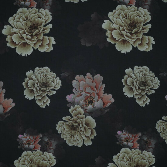 Viscose - Digital Big Flowers - Zwart