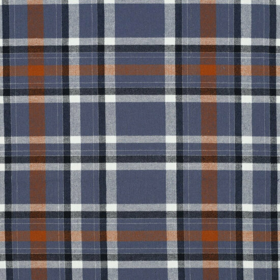 Katoen Viscose - Flanel Check - Jeansblauw