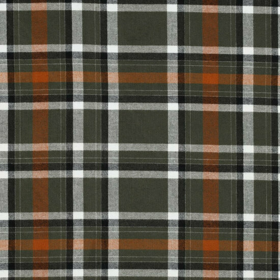 Katoen Viscose - Flanel Check - Legergroen
