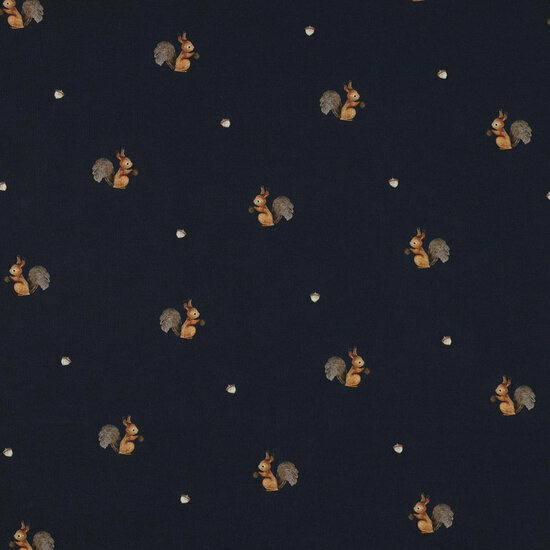 Poplin - Squirrels - Navy