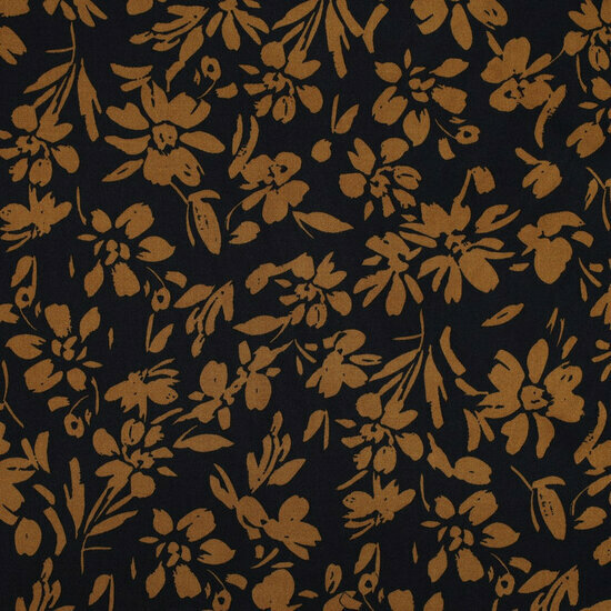 Viscose Stretch - Flowers - Navy