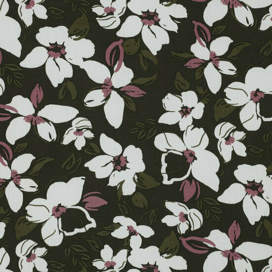 Viscose - Flowers - Legergroen