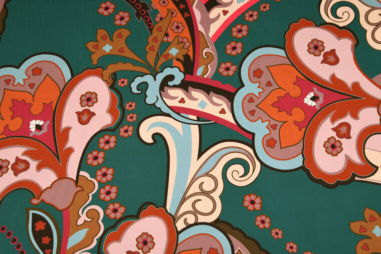 Polyester - Big Paisley - Petrol