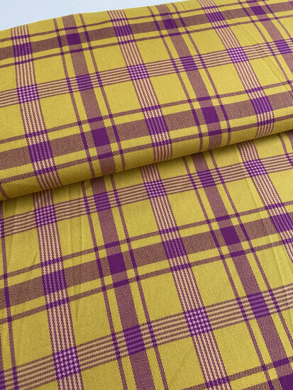 Jacquard - Check - Fuchsia-Geel