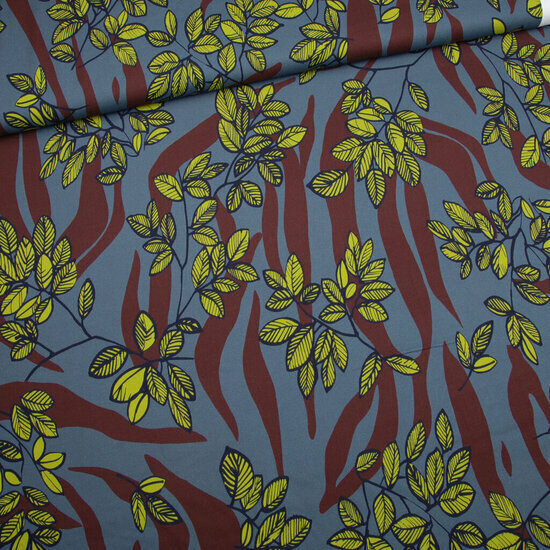 Viscose - Tropical Flora - Grijs