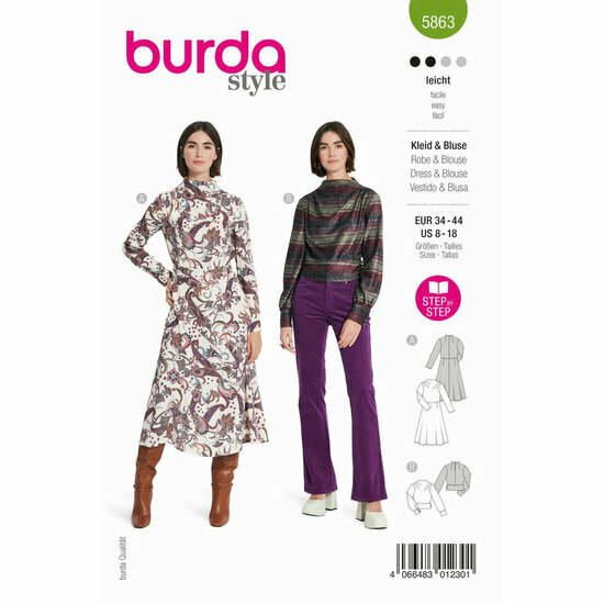 Burda Patroon 5863 - Jurk & Bloes