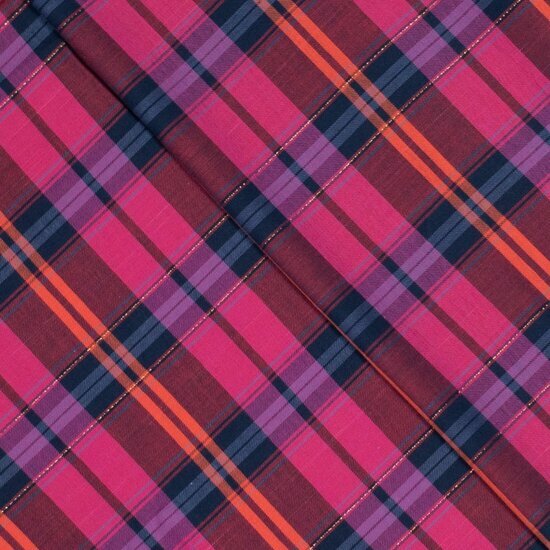 Katoen - Checks - Fuchsia-Blauw