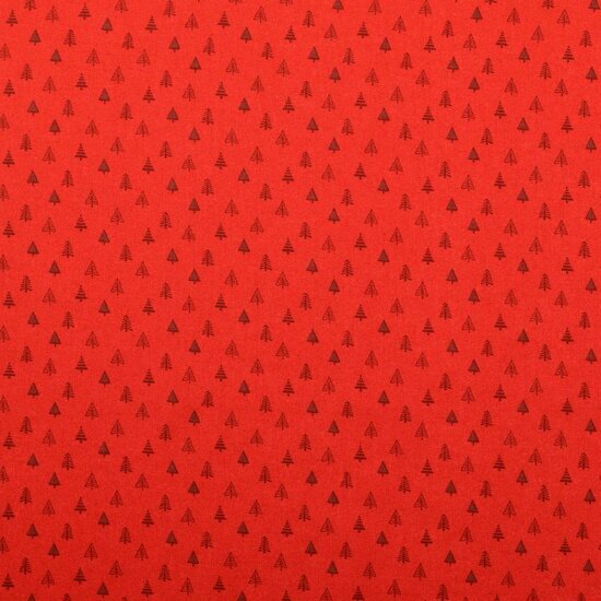 Poplin - Kerstboom - Rood