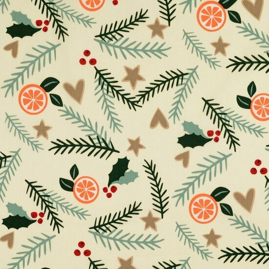 Poplin - Kerst - Ecru