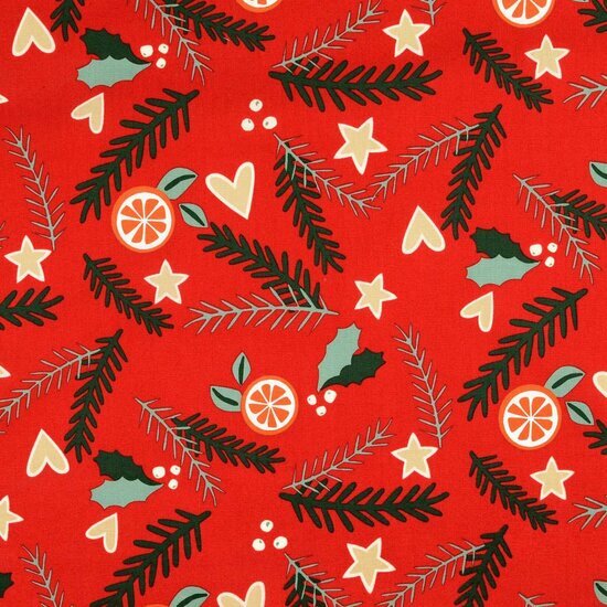 Poplin - Kerst - Rood