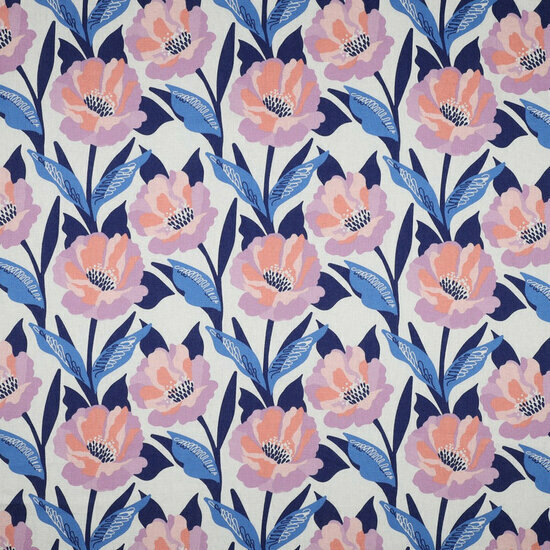 Viscose Linnen - Carina - Ecru-Paars-Blauw