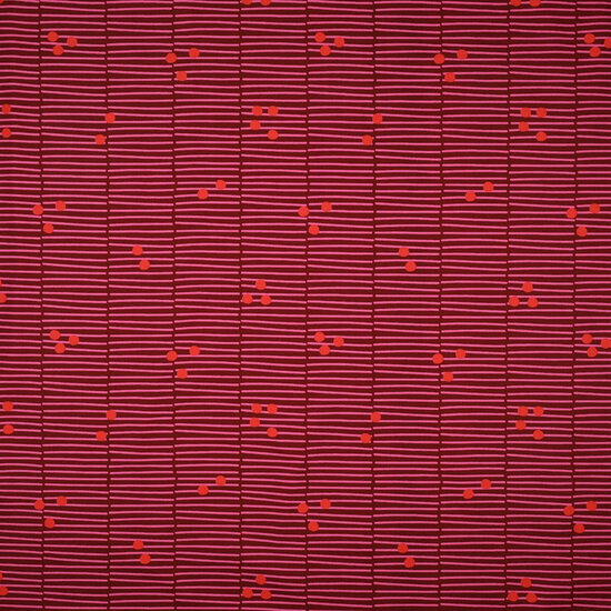 Poplin - Broken Stripe - Kersrood-Roze