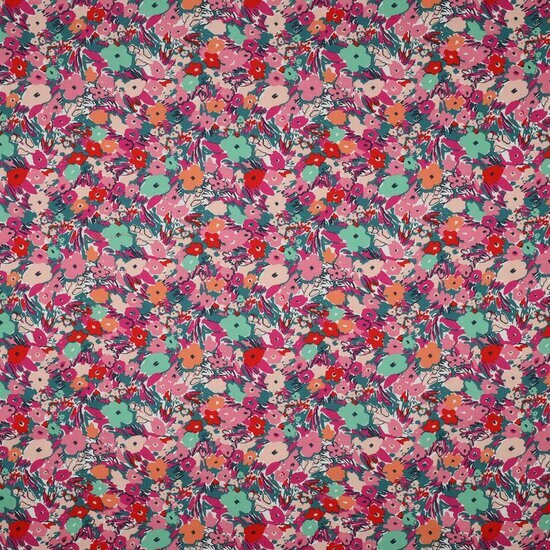 Poplin - Floral Fest - Petrol