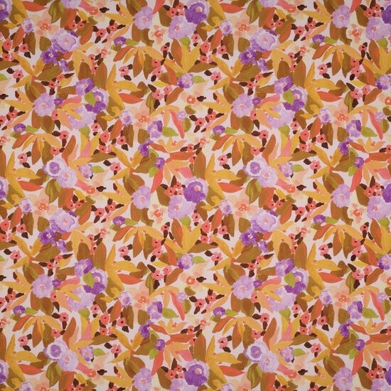 Viscose Ecovero - Floral - Mosterd