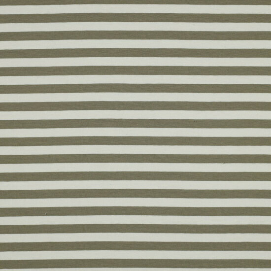 French Terry - Yarn Dyed Stripes - Kaki-Ecru