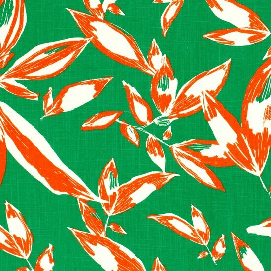 Viscose Stretch - Bloemen - Groen