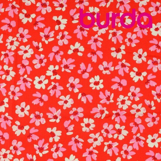 Poplin - Bloemen - Rood