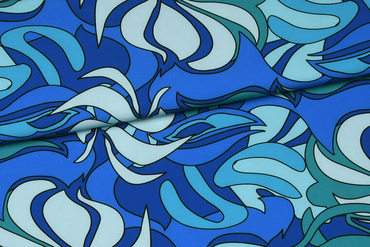 Crepe - Leaves - Blauw