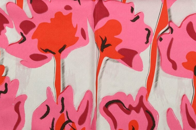 Satijn - Flowers - Wit