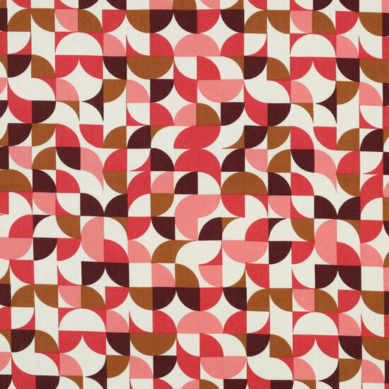 Poplin - Geometric - Ecru-Bordeaux