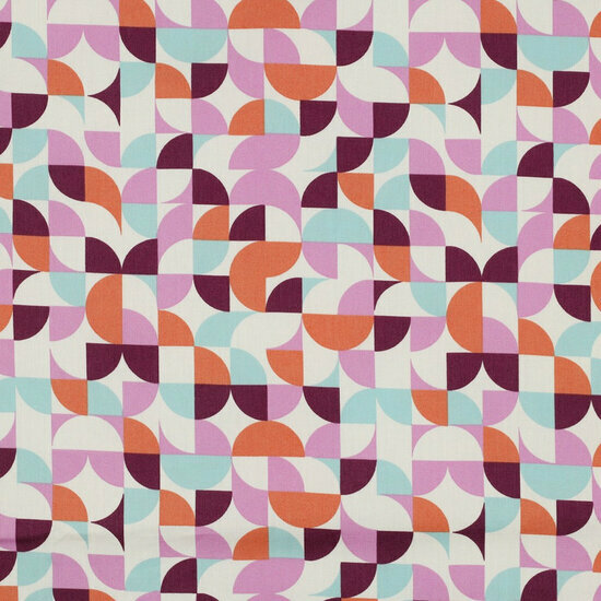 Poplin - Geometric - Ecru-Lila