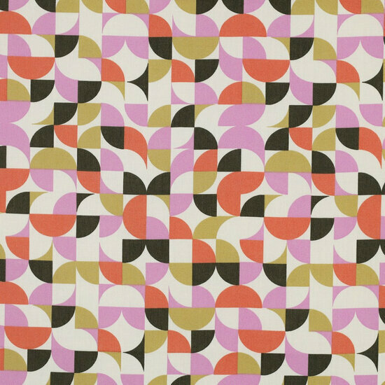 Poplin - Geometric - Ecru-Legergroen