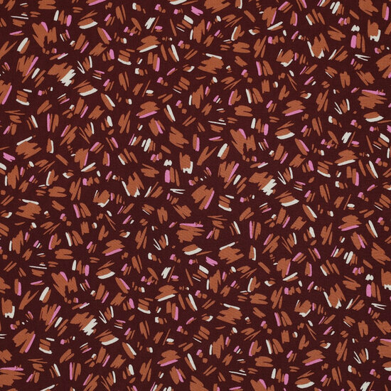 Viscose - Flowers and Stripes - Wijnrood