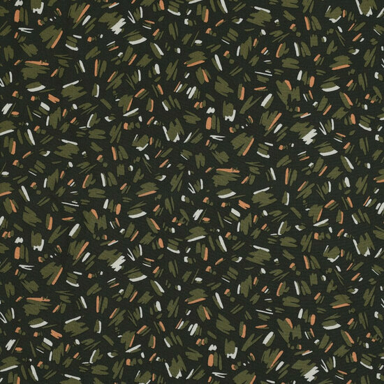 Viscose - Flowers and Stripes - Legergroen