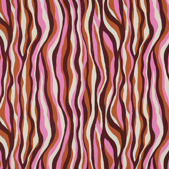 Viscose - Flowers and Stripes - Roest