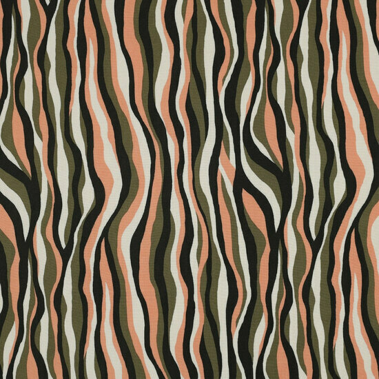 Viscose - Flowers and Stripes - Legergroen