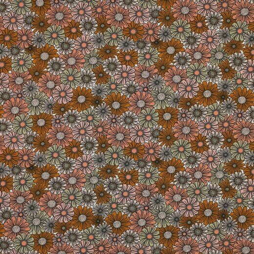 Poplin - Flowers - Zalm