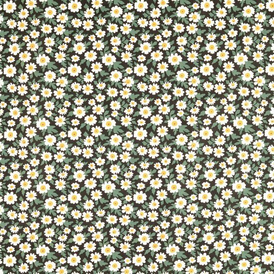 Poplin - Little Flowers - Zwart