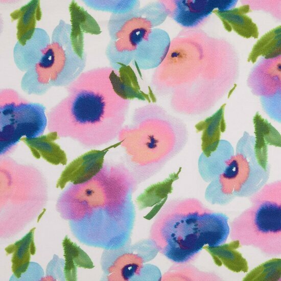 French Terry - Flowers - Wit
