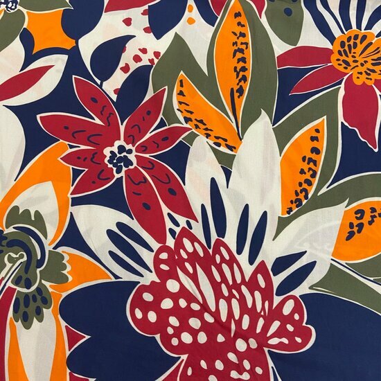 Viscose - Flowers - Beige