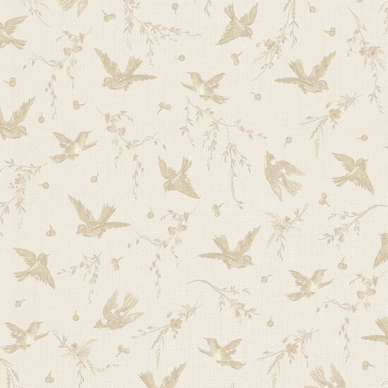 Katoen - Cream Birds - Ecru