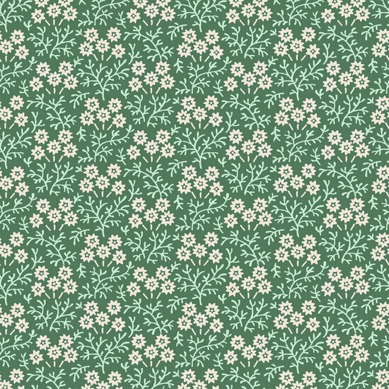 Katoen - Dark Green Trailing Flowervine - Donkergroen