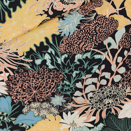 Ecovero Viscose - Sea Garden - Zwart