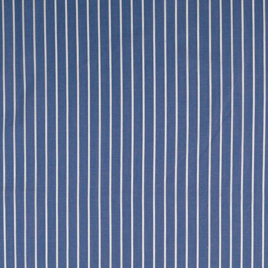 Katoen - Witte Streepjes - Jeansblauw