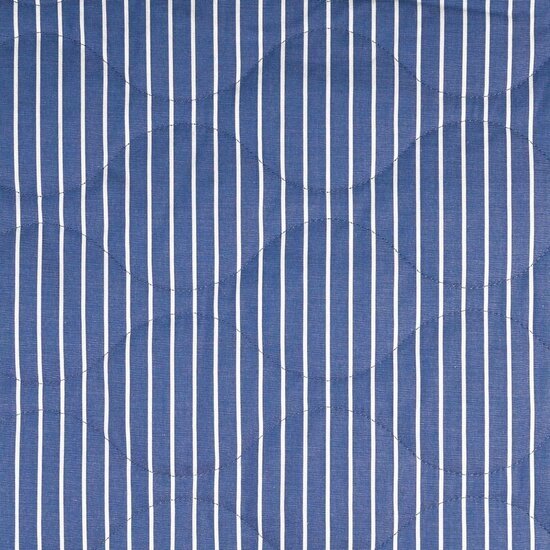 Katoen Quilted - Witte Streepjes - Jeansblauw