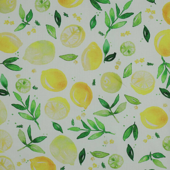 Poplin - Lemon - Wit