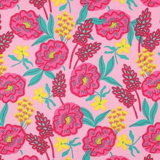 Poplin - Fresh Flowers - Lichtroze