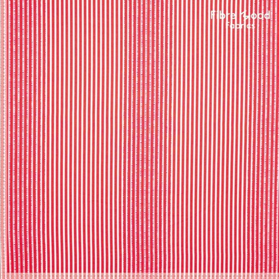 Poplin - Stripes with Words - Wit-Rood