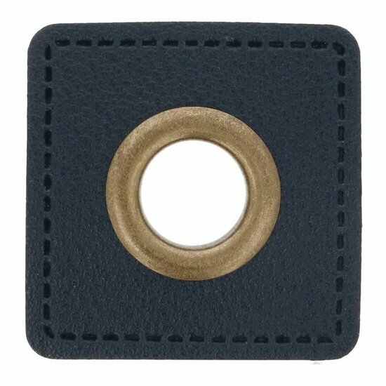 Nestels op blauw skai-leer - 8mm - Brons