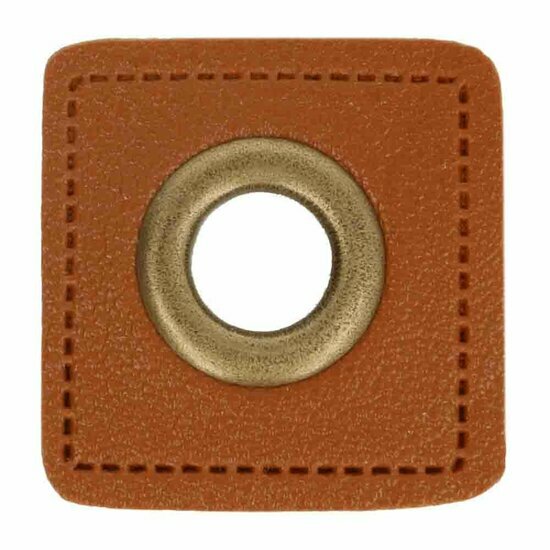 Nestels op bruin skai-leer - 8mm - Brons